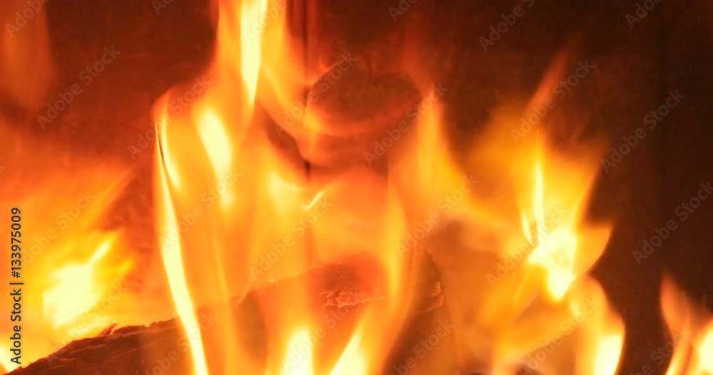 Open fire in an oven Open fire in an oven