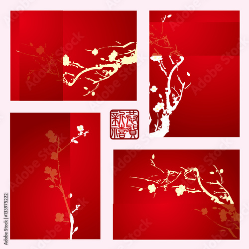 greeting cards with plum blossom
