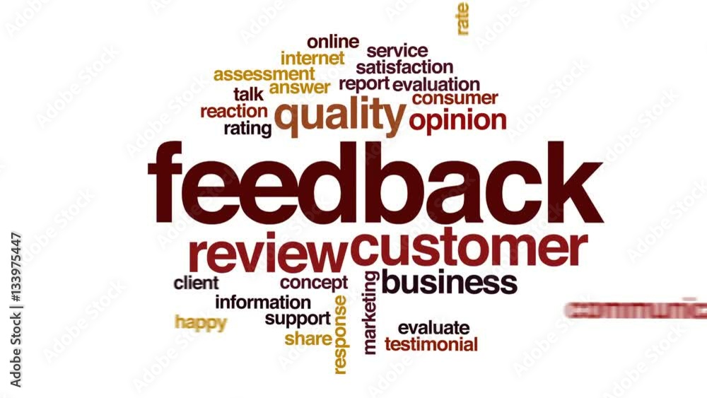 Feedback animated word cloud, text design animation. Feedback animated word cloud, text design animation.
