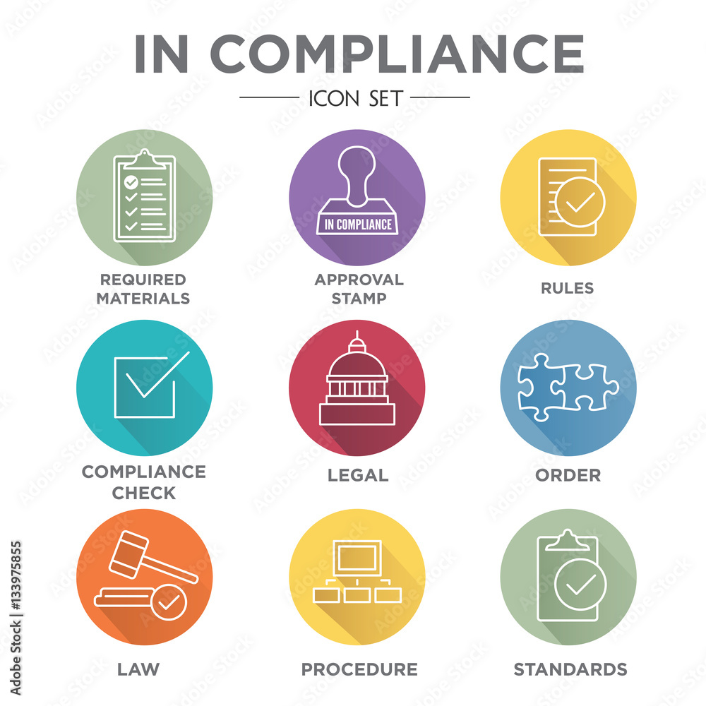 Fototapeta premium In Compliance Icon Set - Outline