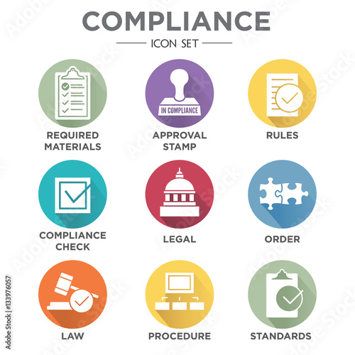 In compliance - icon set that shows a company passed inspection