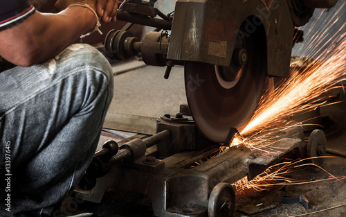 Cutting steel with a light orange line.