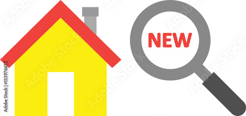 House with new inside magnifying glass