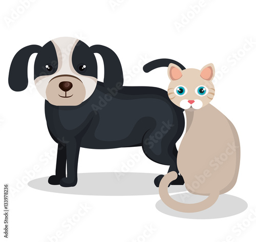 Fototapeta Naklejka Na Ścianę i Meble -  cute dog with cat mascot icon vector illustration design