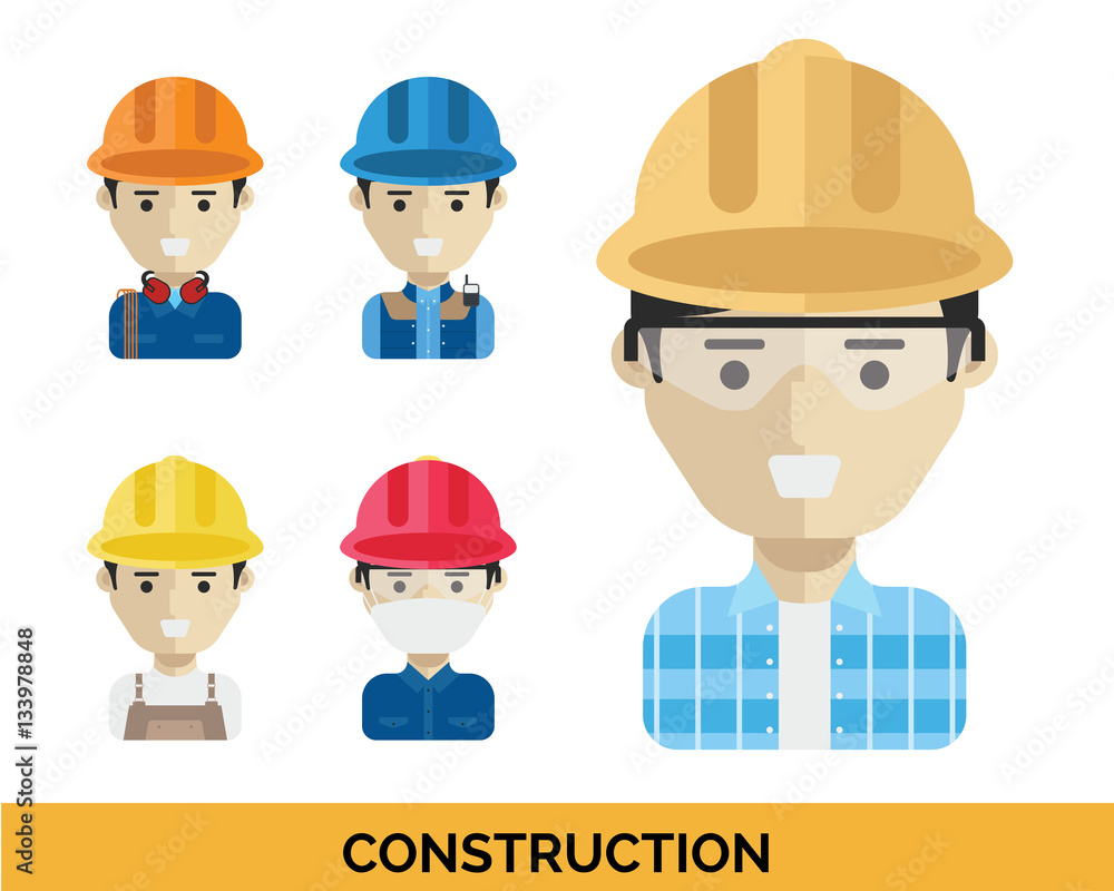 Modern Occupation People Avatar Set - Industrial Worker Uniform Modern Occupation People Avatar Set - Industrial Worker Uniform