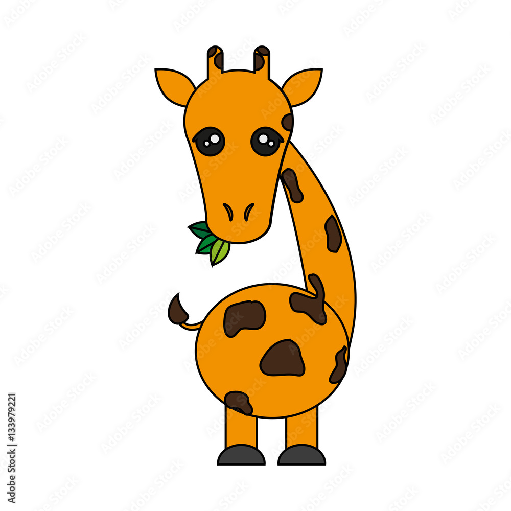 Fototapeta premium giraffe animal cartoon icon over white background. colorful design. vector illustration