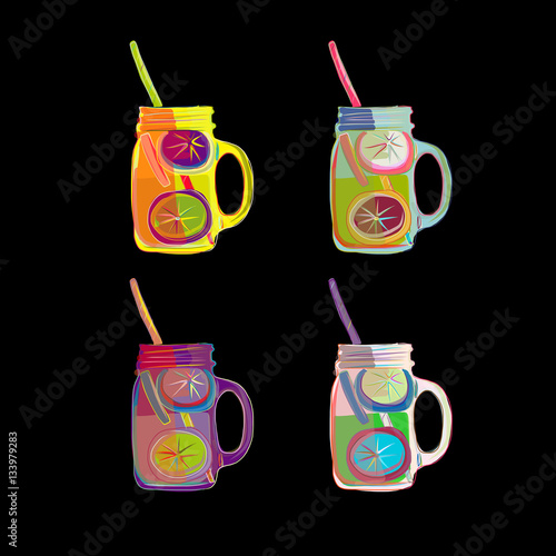 Cup with lemonade, sketch for your design