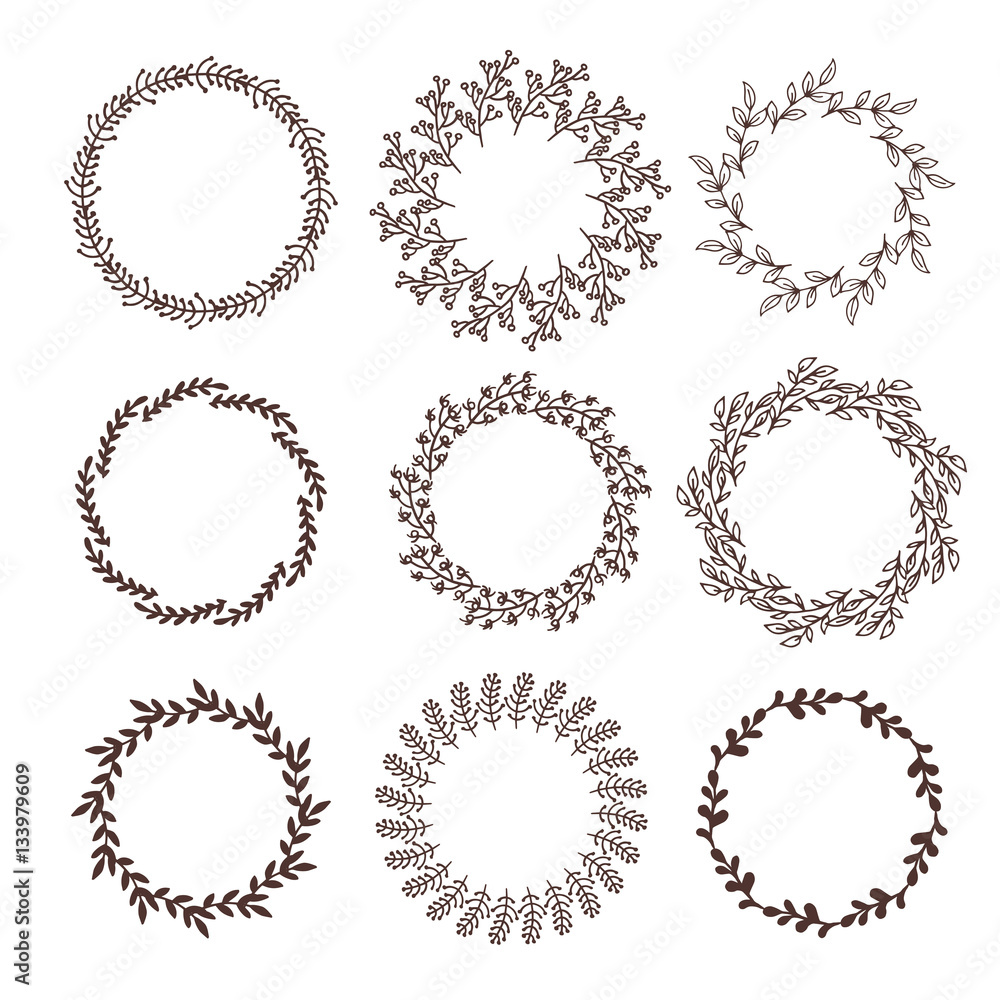 Floral wreath decoration vector.