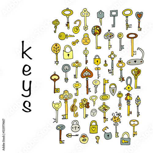 Keys collection, sketch for your design
