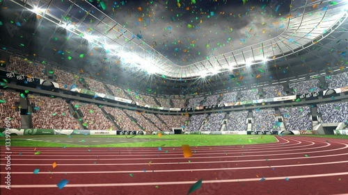 Confetti falling on stadium