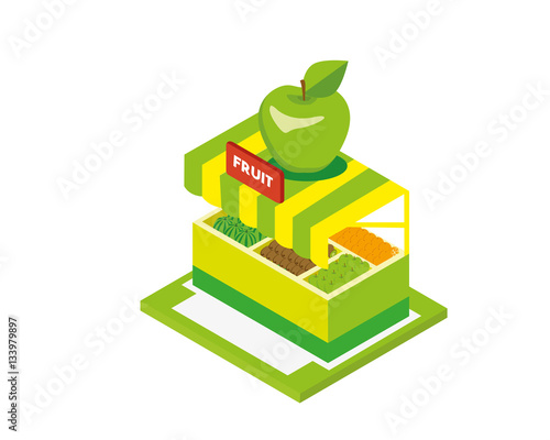 Modern Isometric Commercial Restaurant Building - Fruit Bar Juice