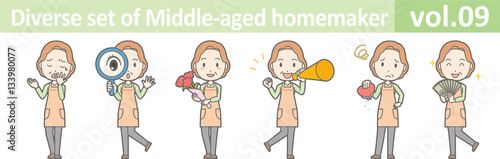 Diverse set of middle-aged homemaker, EPS10 vol.09
