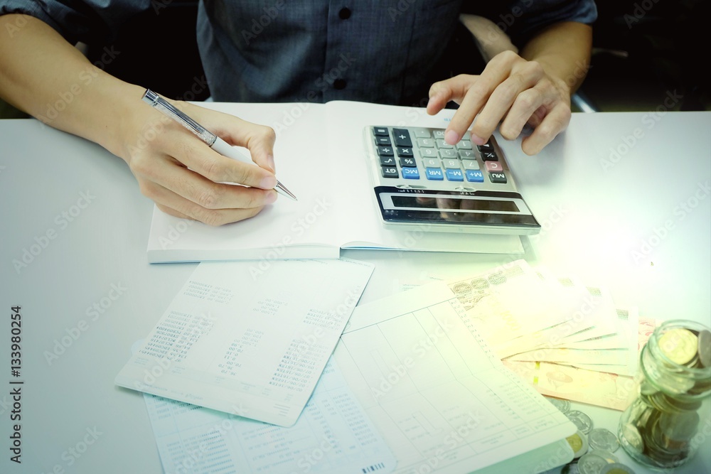 The financial accounts of businessmen. The concept of saving money for the future The financial accounts of businessmen. The concept of saving money for the future