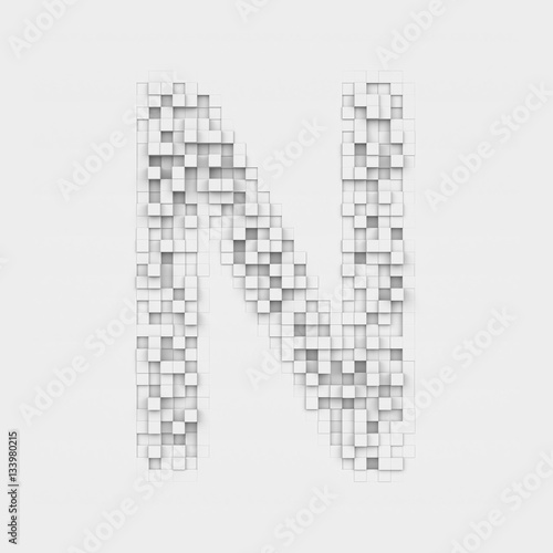 Rendering large letter N made up of white square uneven tiles