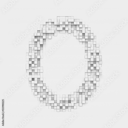 Rendering large letter O made up of white square uneven tiles