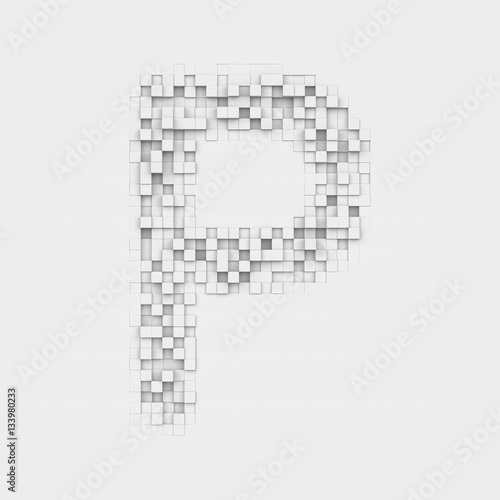Rendering large letter P made up of white square uneven tiles
