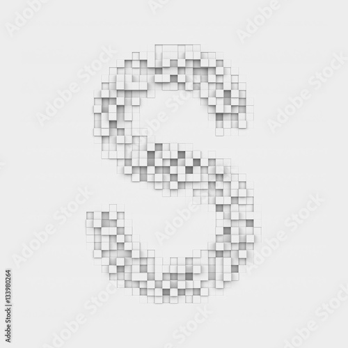Rendering large letter S made up of white square uneven tiles
