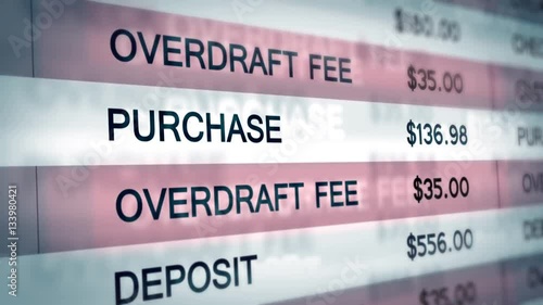 Overdraft Fee Computer interface scrolling upwards