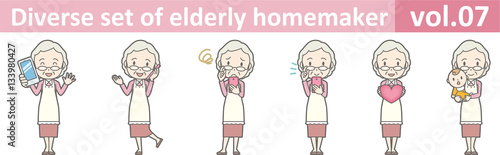 Diverse set of elderly homemaker, EPS10 vol.07