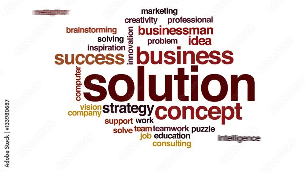 Solution animated word cloud, text design animation. Solution animated word cloud, text design animation.