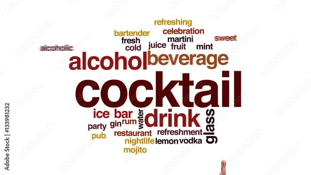 Cocktail animated word cloud, text design animation. Cocktail animated word cloud, text design animation.