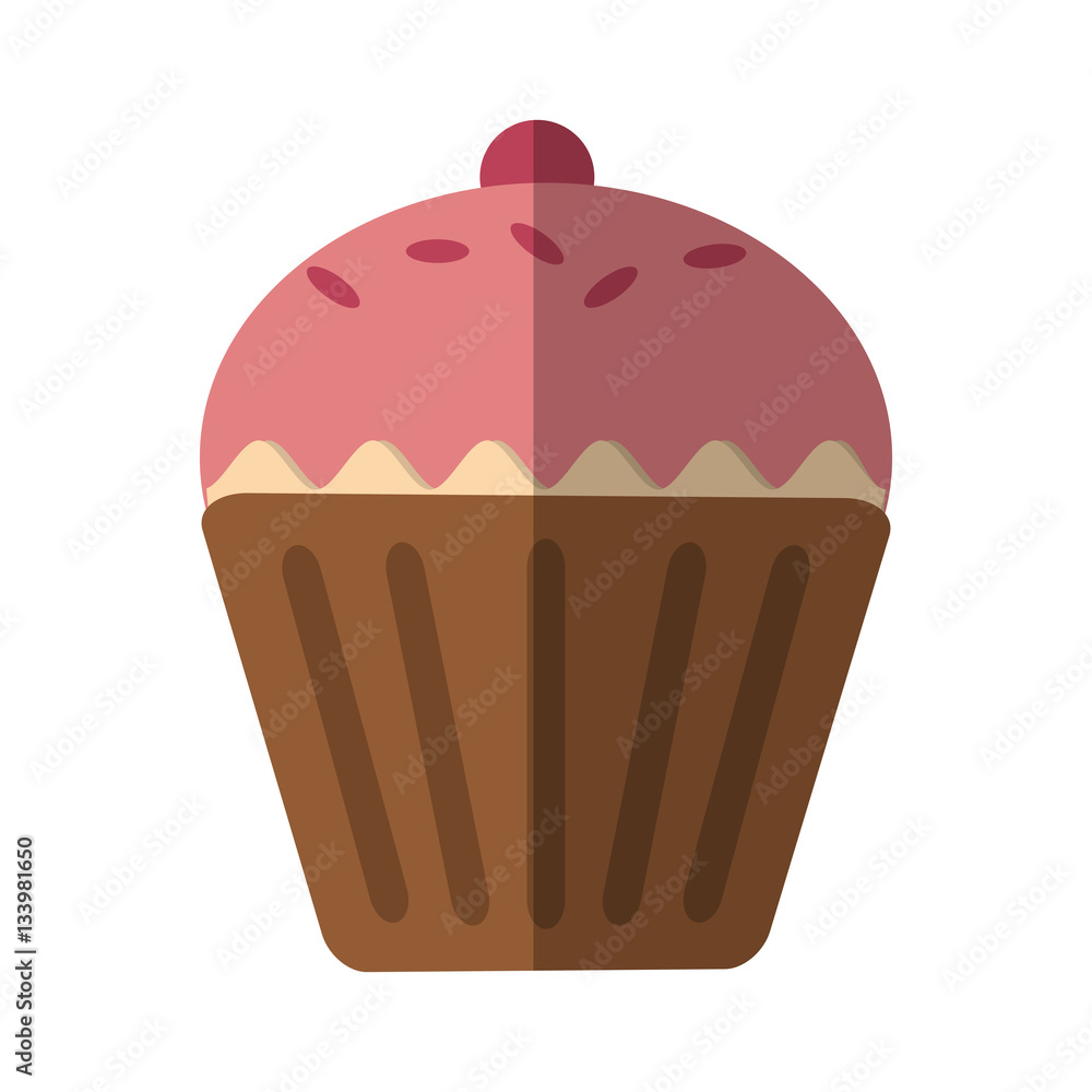 sweet cupcake icon over white background. colroful design. vector illustration