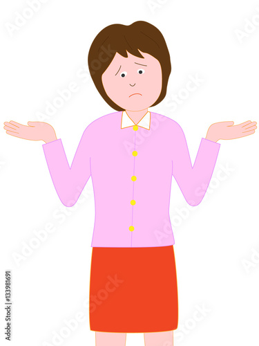 困ったポーズの女性