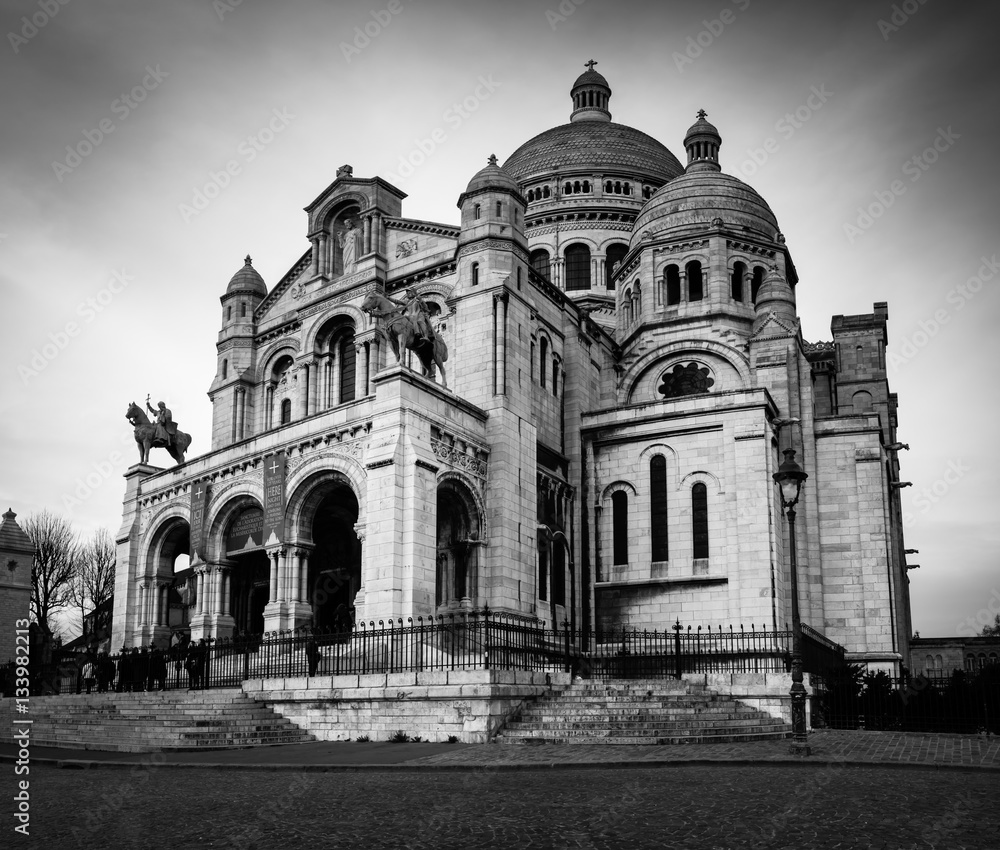 The Basilica of the Sacré Cœur in Montmartre, Paris, France in winter