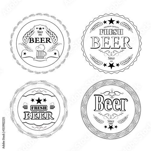 set of isolated inscriptions beer labels