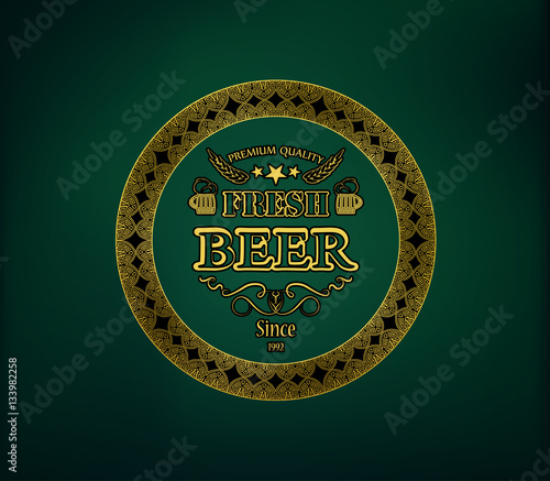 golden sign of premium quality beer