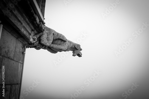 Tableau sur toile A gargoyle in the fog, guarding the tower in Dijon, France