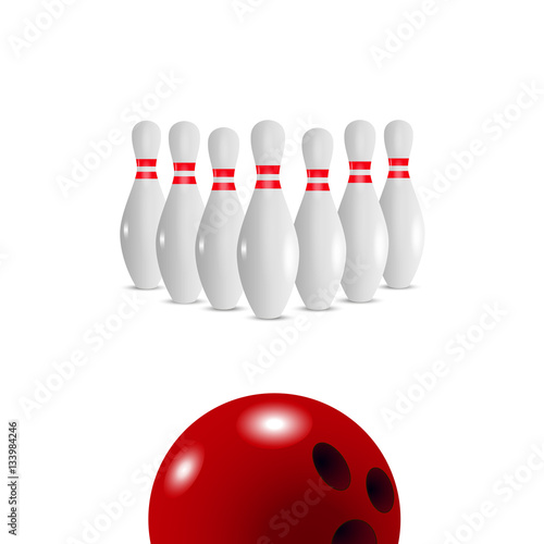 Bowling realistic illustration background. Bowling game leisure concept