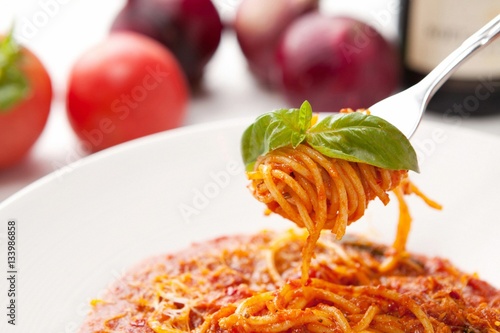 Arrabbiata spaghetti on plate