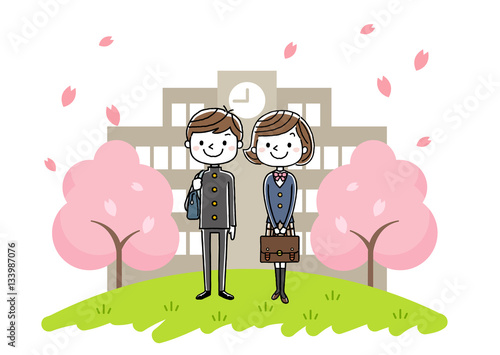 入学式イメージ：男の子と女の子
