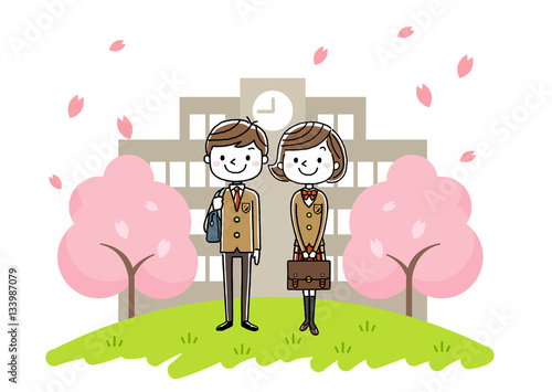 入学式イメージ：男の子と女の子
