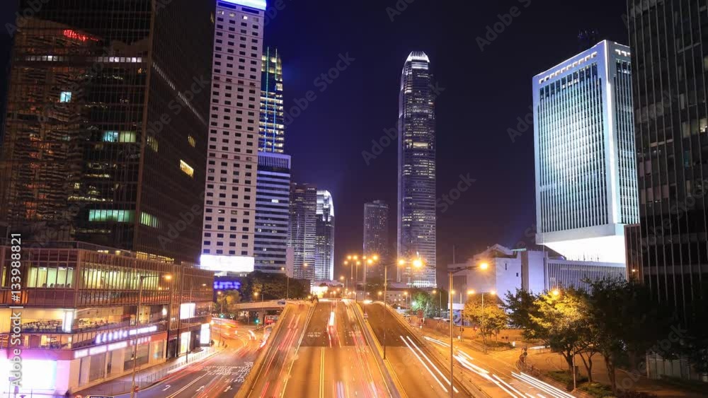 Time-lapse of Hong Kong city and traffic at night Time-lapse of Hong Kong city and traffic at night