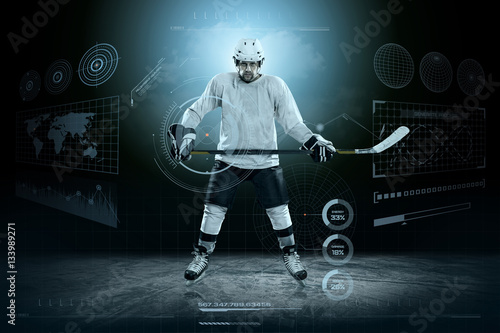 Photography Ice hockey player on the ice around modern light
