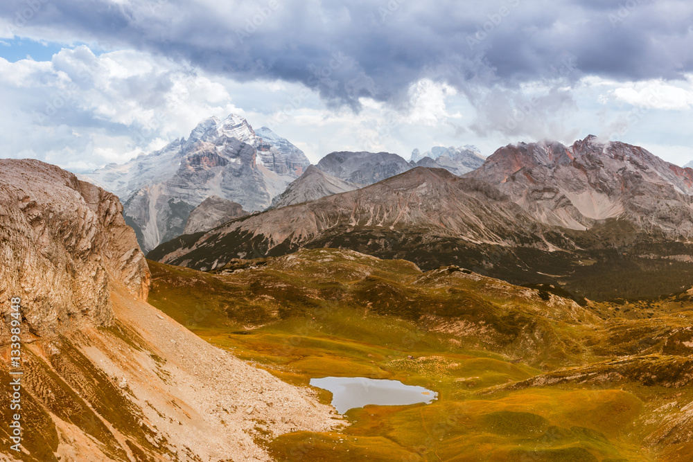 Scenic view of Italian Dolomites mountains