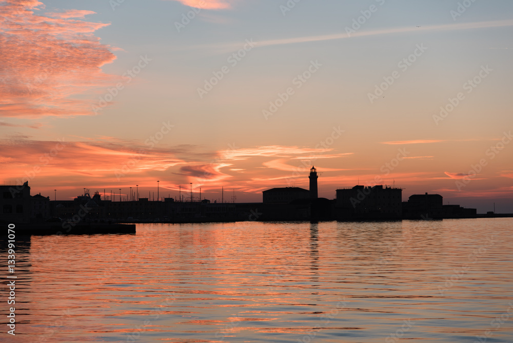 fiery sunset in the Gulf of Trieste, Adriatic Sea