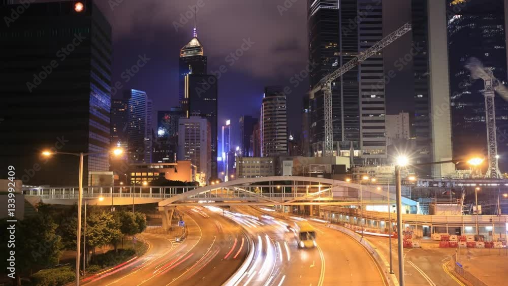 Time-lapse of Hong Kong city and traffic at night Time-lapse of Hong Kong city and traffic at night