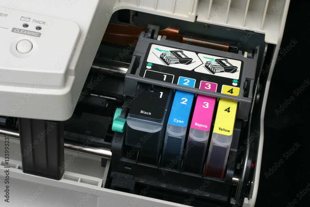 Third party ink cartridge set in computer inkjet printer.