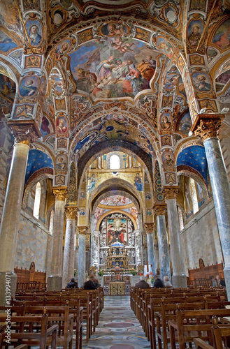 PALERMO - APRIL 8: Main nave from Church of Santa Maria dell' Ammiraglio or La Martorana from 12. cent. on April 8, 2013 in Palermo, Italy. photo