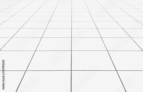 White tile floor clean condition with geometric line for background.