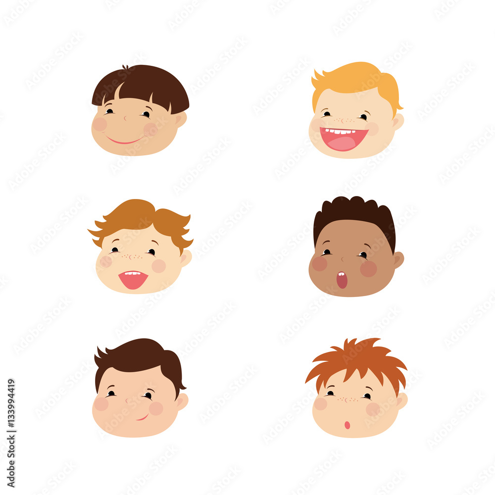 Smiling faces of boys,icon or avatar Smiling faces of boys,icon or avatar