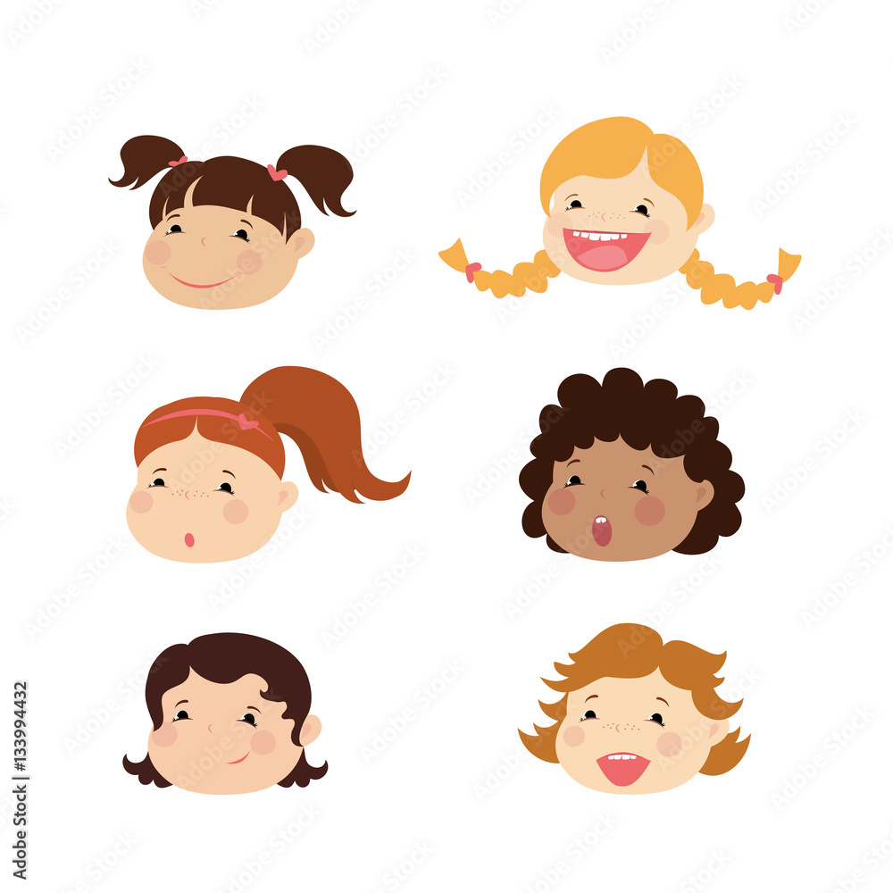 Emoticon icons set of cute girl with various emotions, Emoticon icons set of cute girl with various emotions,