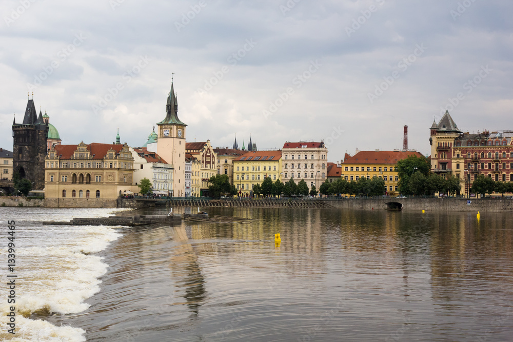Fototapeta premium Scenic summer view of the Old Town ancient architecture and Vlta