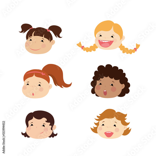 Wallpaper Mural Emoticon icons set of cute girl with various emotions, Torontodigital.ca