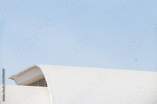 Roofing sheet of Factory with blue sky background
