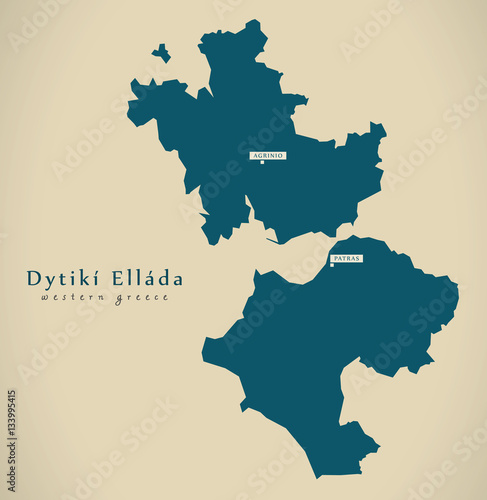 Modern Map - Dytiki Ellada Greece GR illustration photo