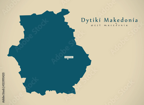 Modern Map - Dytiki Makedonia Greece GR illustration photo